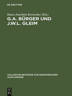 cover image of G.A. Bürger und J.W.L. Gleim